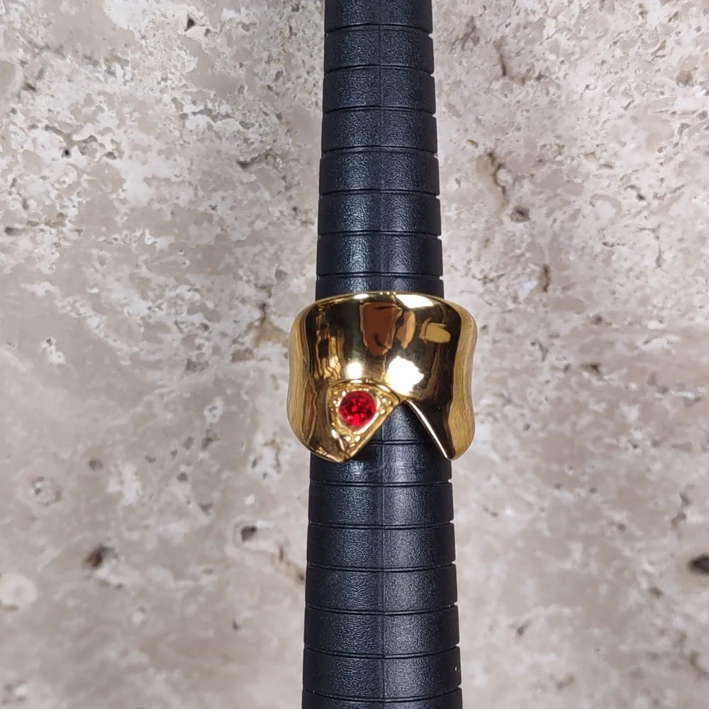 Rustic Cuff Gold Folded Band Ring - Picture 7 of 7